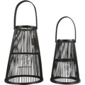 Lantaarn camau zwart 34,5 cm set van 2 | 4 stuks