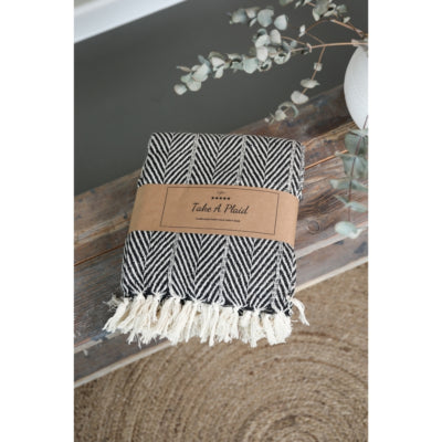 Take a plaid 32 gerecycled katoen zwart 130 x 180 cm | 12 stuks