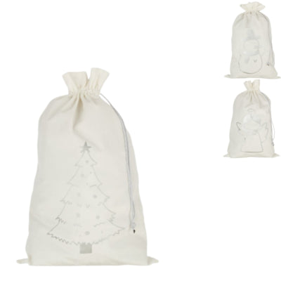 J-line cadeautasje kerst velvet wit 7.5 cm 3 assorti | 60 stuks