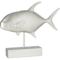 J-line beeld op voet tropische vis zilverkleurig 51,5 cm | 2 stuks