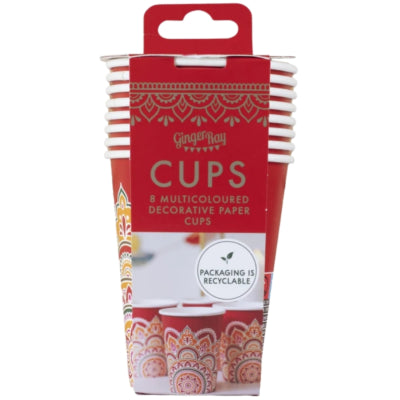 Ginger ray drinkbekers wegwerp happy diwali 8 stuks | 20 stuks