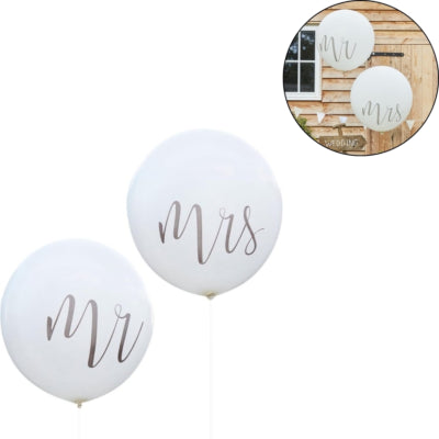 Ginger ray ballonnen mr mrs wit 91 cm | 10 stuks