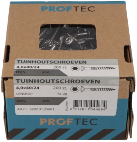 Proftec tuinhoutschroef rvs tx-20 4.0x50 30