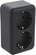 Q-link contactdoos | opbouw | 2-voudig | met aanraakbeveiliging | met randaarde | zwart - 00.945.50