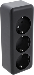 Q-link contactdoos | opbouw | 3-voudig | met randaarde | langwerpig | zwart - 00.945.55