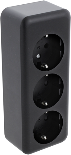 Q-link contactdoos | opbouw | 3-voudig | met randaarde | langwerpig | zwart - 00.945.55