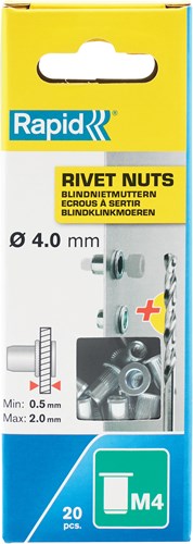 Rapid blindklinkmoeren m4, 20 stuks + boor - 5000671 - 5000671