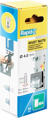 Rapid blindklinkmoeren m4, 20 stuks + boor - 5000671 - 5000671