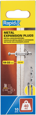 Rapid hollewandpluggen | ø11x65 | voor 18-32 mm plaatdikte | 40kg draagkracht | 10 stuks in een doos - 5001551