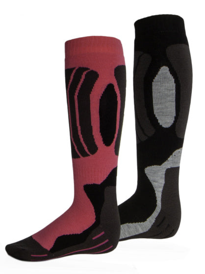 Rucanor Svindal skisokken 2-pack unisex zwart roze maat 43-46