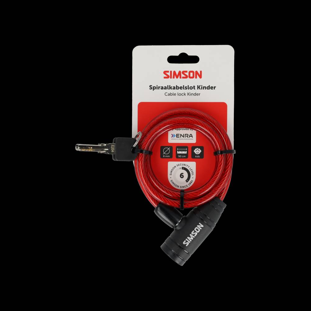 Simson spiraalkabelslot kinder 8mm 90cm