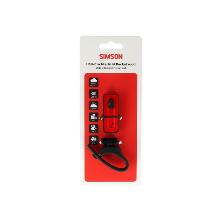 Simson usb-c led lamp pocket rood