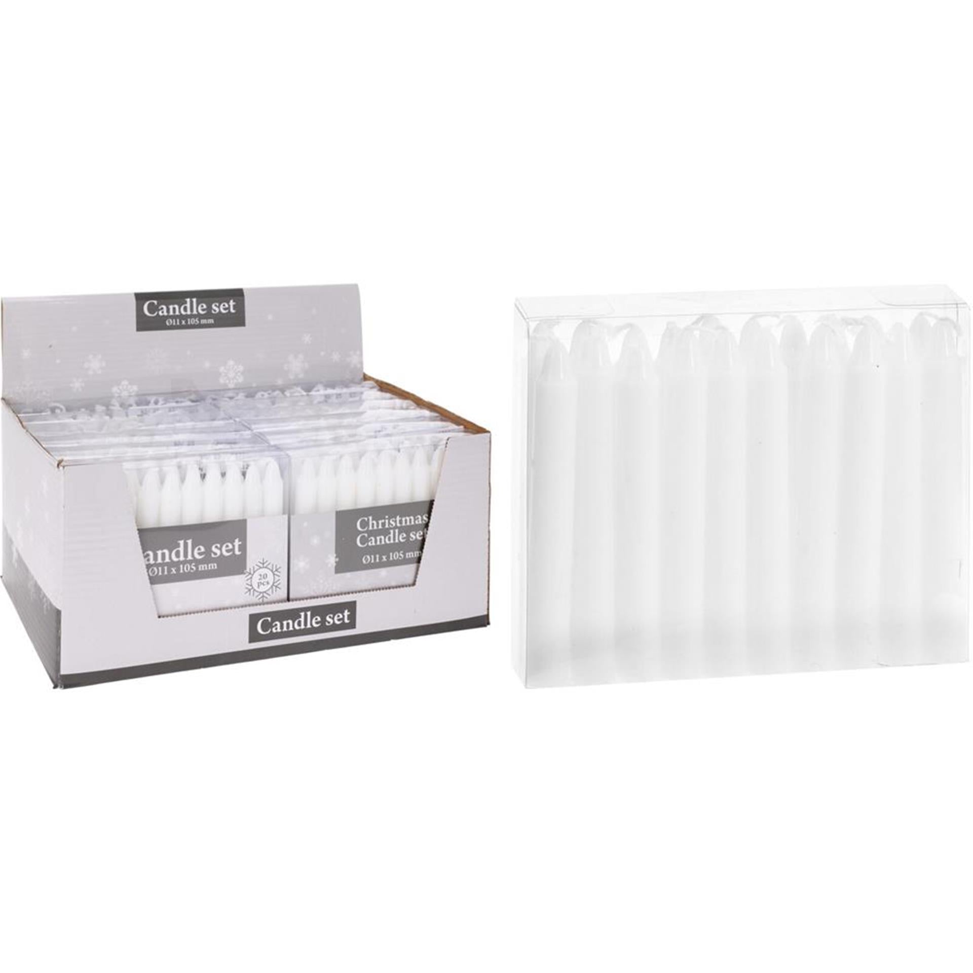 Home styling kerstboomkaarsjes 20-delig ø11x10,5cm wit