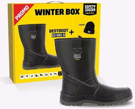 Safety jogger winterbox | bestboot veiligheidslaars + sokken + handschoenen + muts | zwart | maat 45 - si9700450