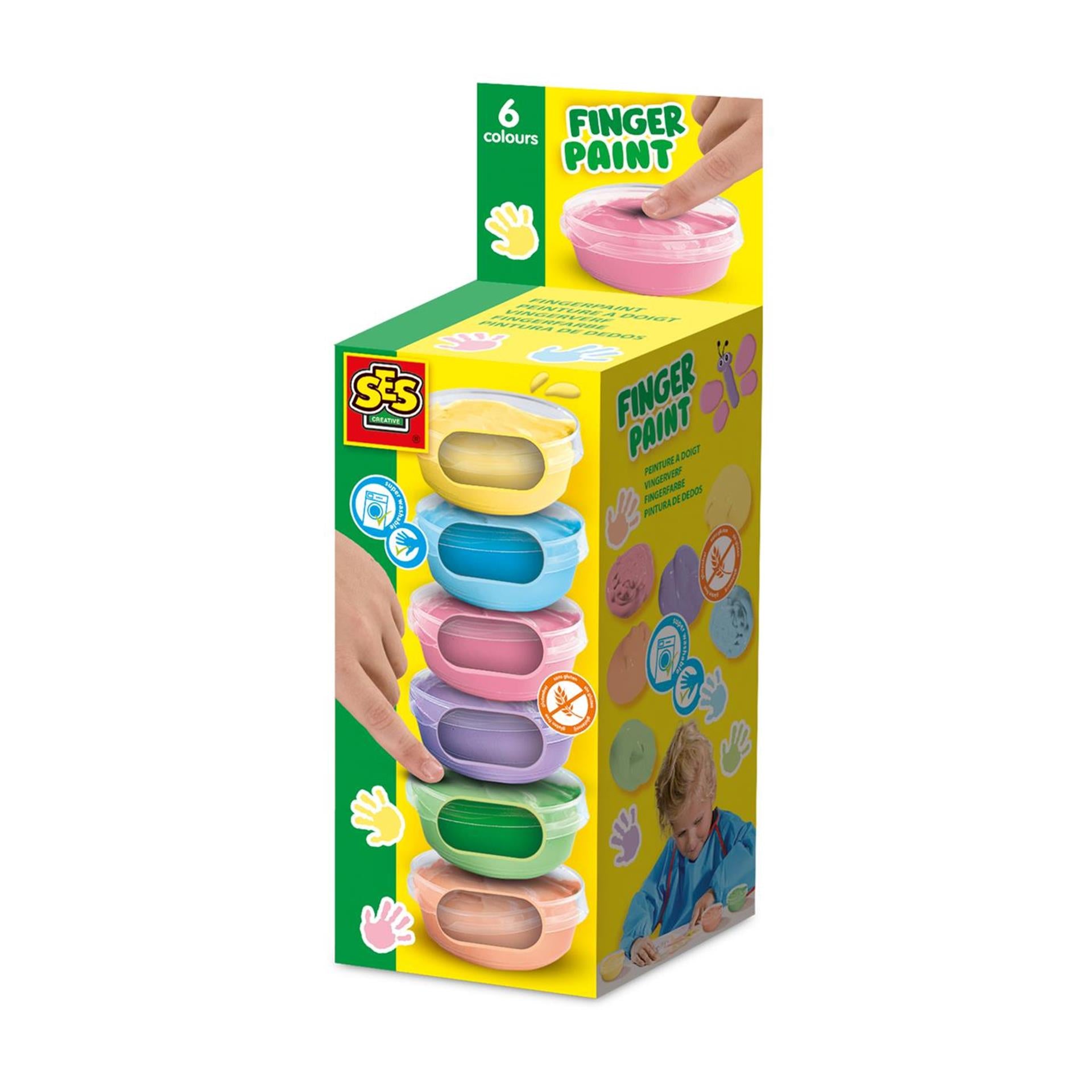 Ses vingerverf pastel 6 kleuren x 45 ml