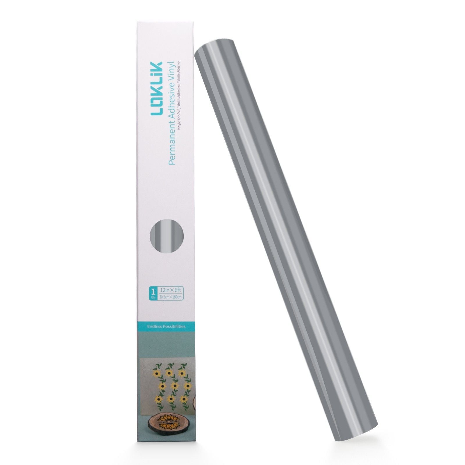 Loklik • permanent zelfklevend vinyl glanzend zilver 30,5x180cm