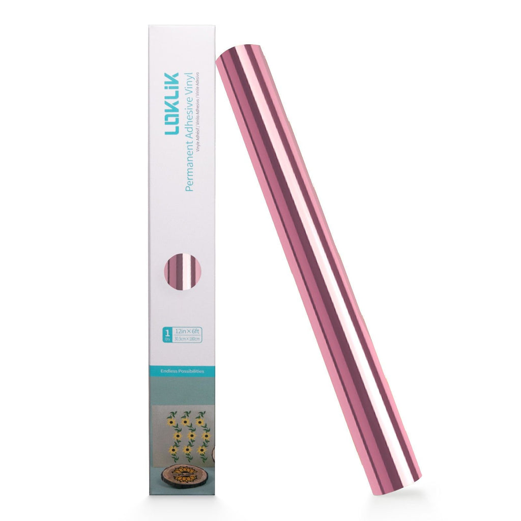 Loklik • permanent zelfklevend vinyl spiegelglans metallic rose gold 30,5x180cm