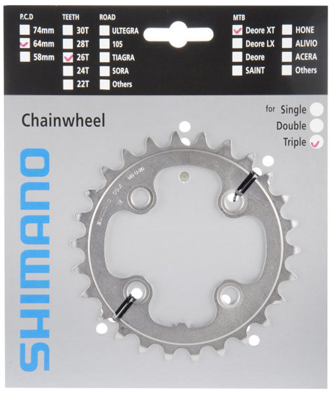 Shimano kettenblatt deore xt fc-m771 chain ring shim. xt 26t.4-arm,64mm,m771
