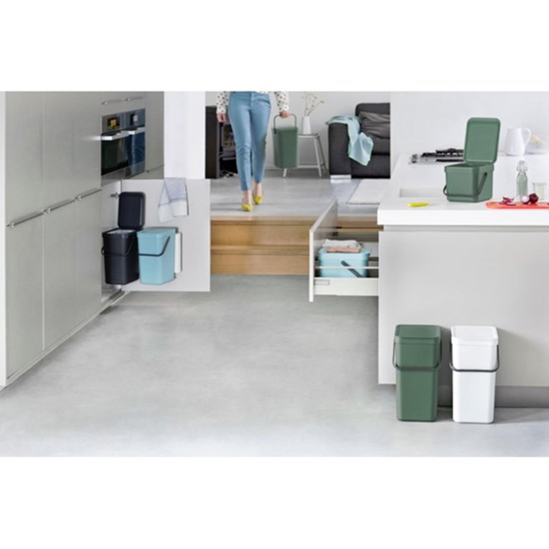 Brabantia sort go afvalemmer 12l grijs kunststof
