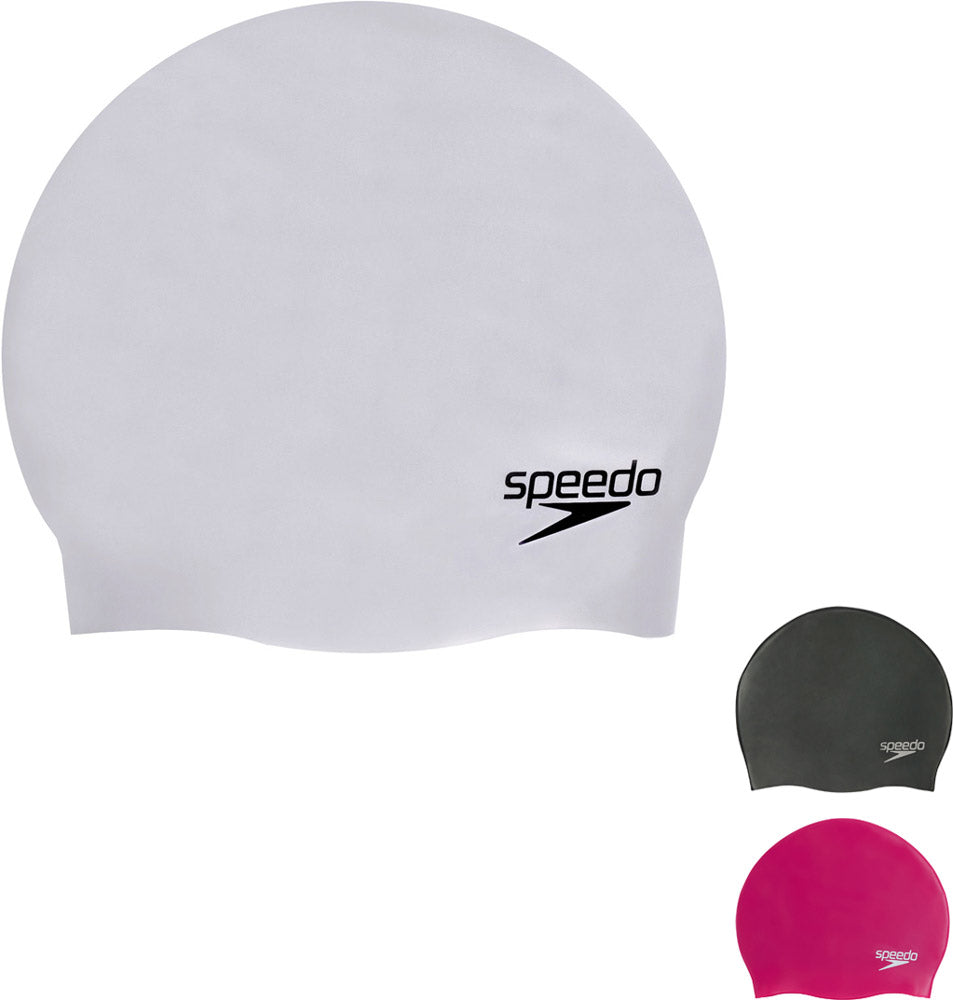 Speedo plain moulded silicone cap badmuts - zwart