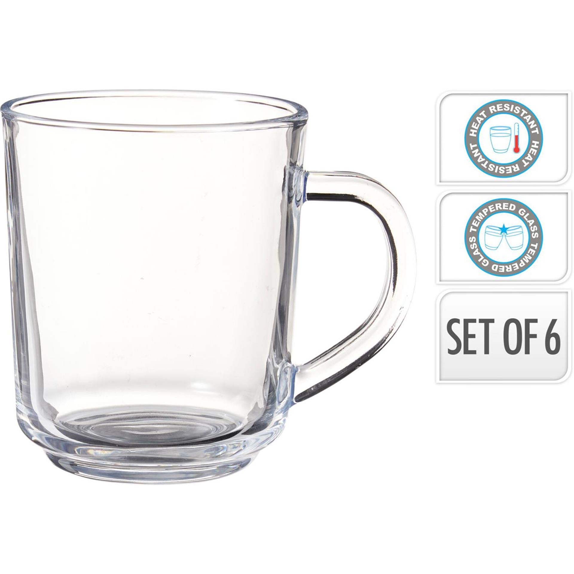 Excelent houseware theeglas gehard glas set van 6st 220ml