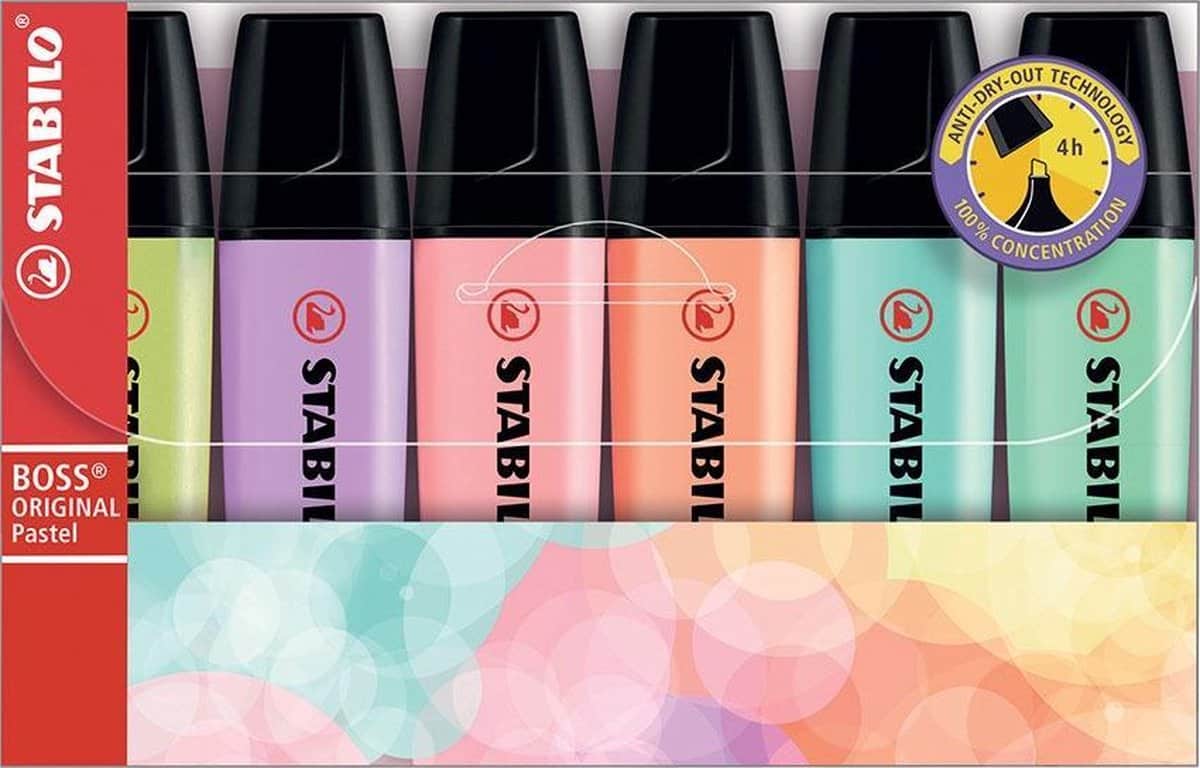Stabilo Boss Original Pastell-Textmarker-Set mit 6 Stiften