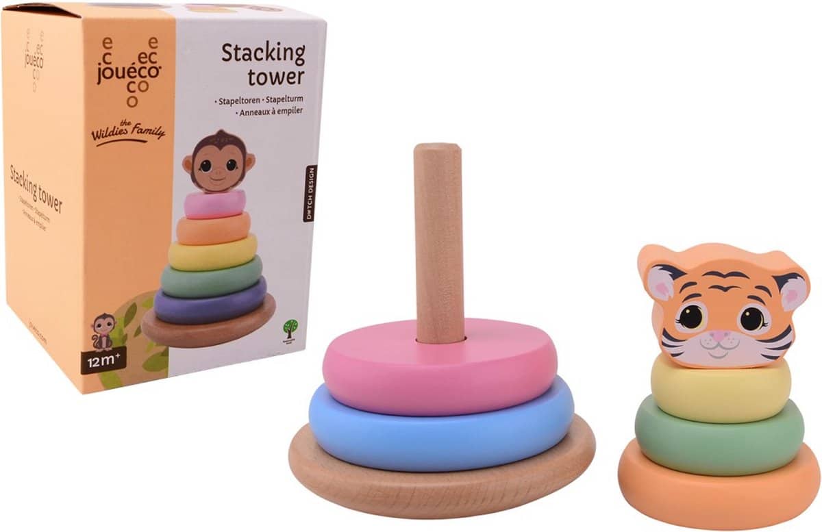 Cilgro Jouéco Stapelturm „Die Wildies Familie“ in fröhlichen Farben, 14 cm hoch