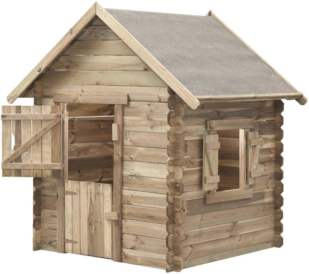 Schaukelndes Louise-Spielhaus aus Holz, 120 x 120 x 160 cm, Natur