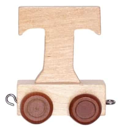 Bongers Toys Holzbuchstabe T mit Rädern, 6 cm hoch