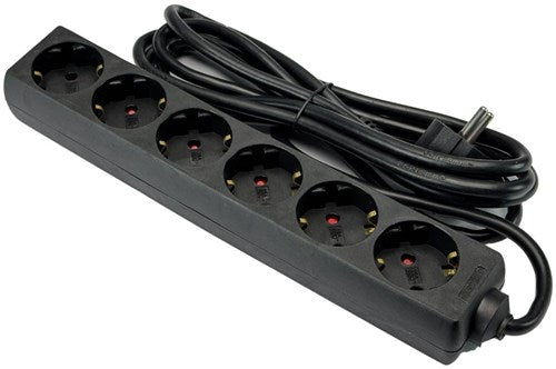 Enzo tcd ra 6-voudig 3m snoer zwart - 6672631