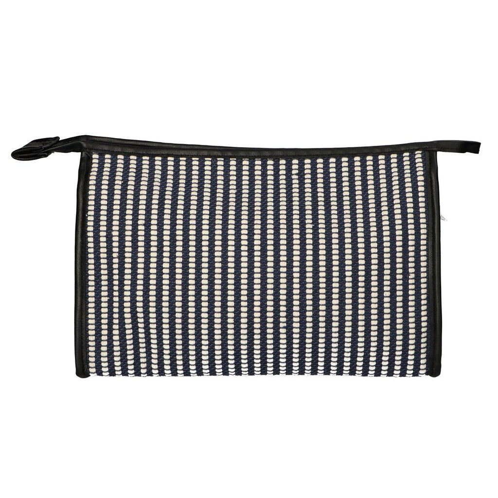 Traveller toilettas stripe blauw creme 30x20cm