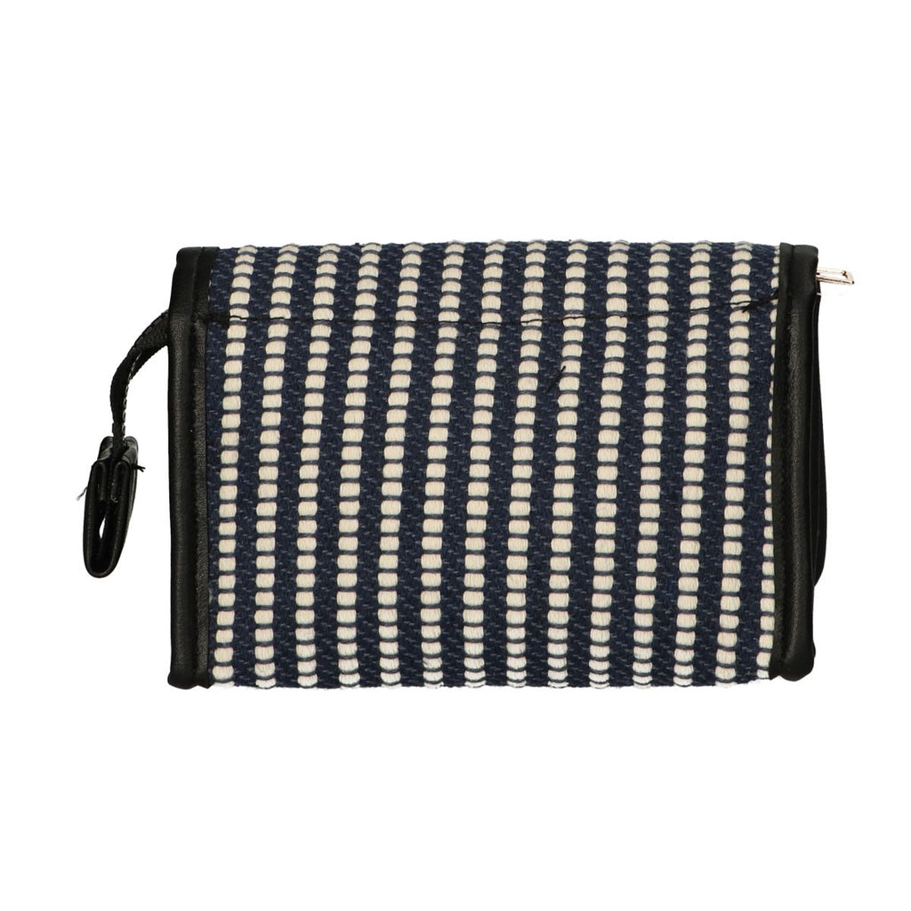 Traveller spiegeltas stripe blauw creme 16.5x11cm