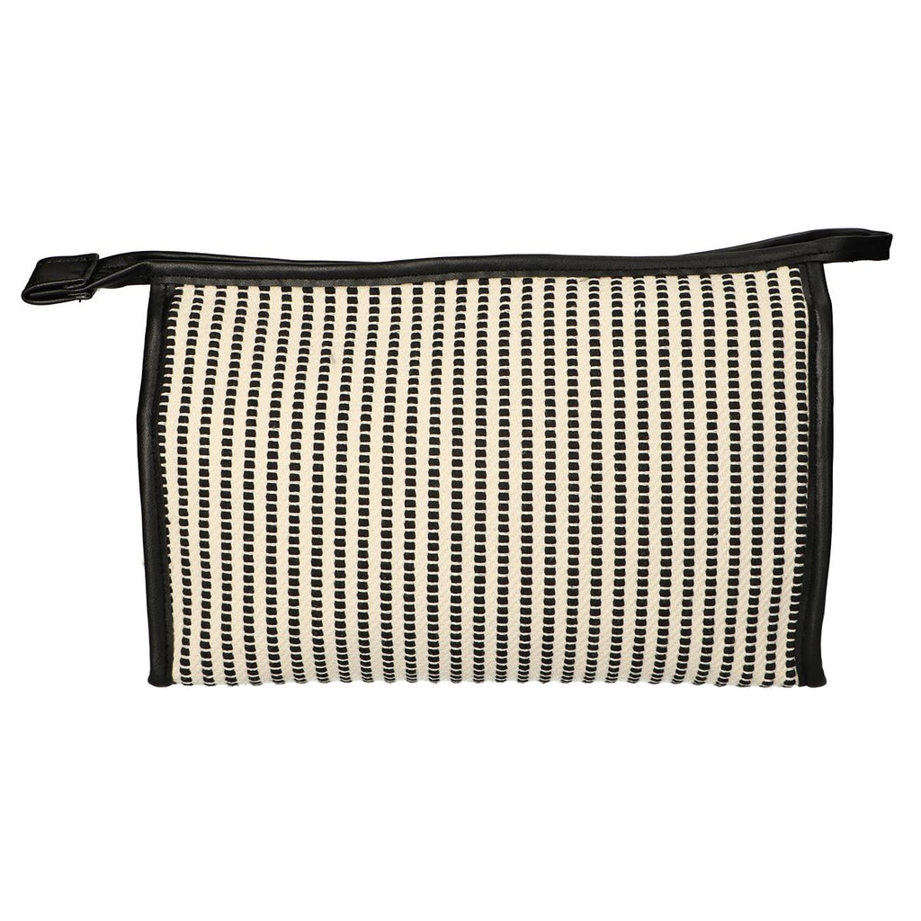 Traveller toilettas stripe zwart creme 30x20cm