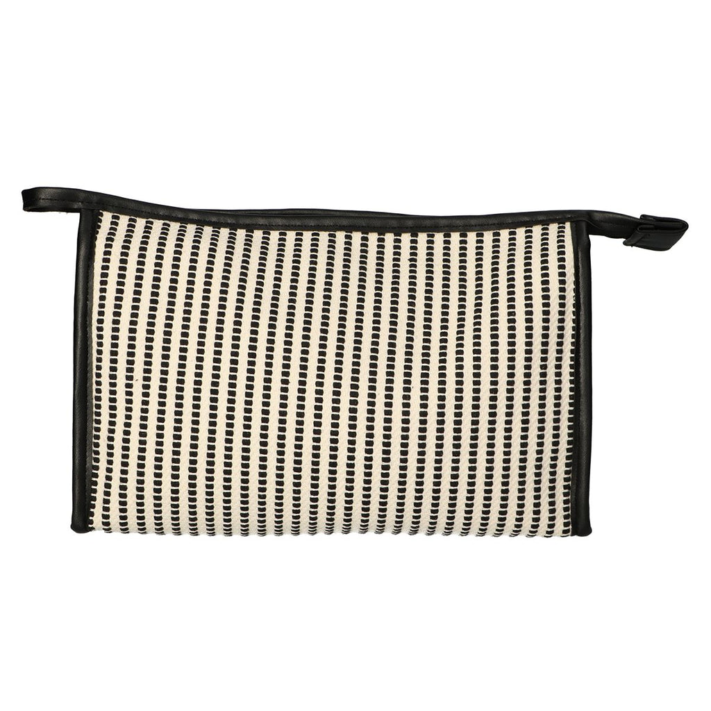 Traveller toilettas stripe zwart creme 30x20cm