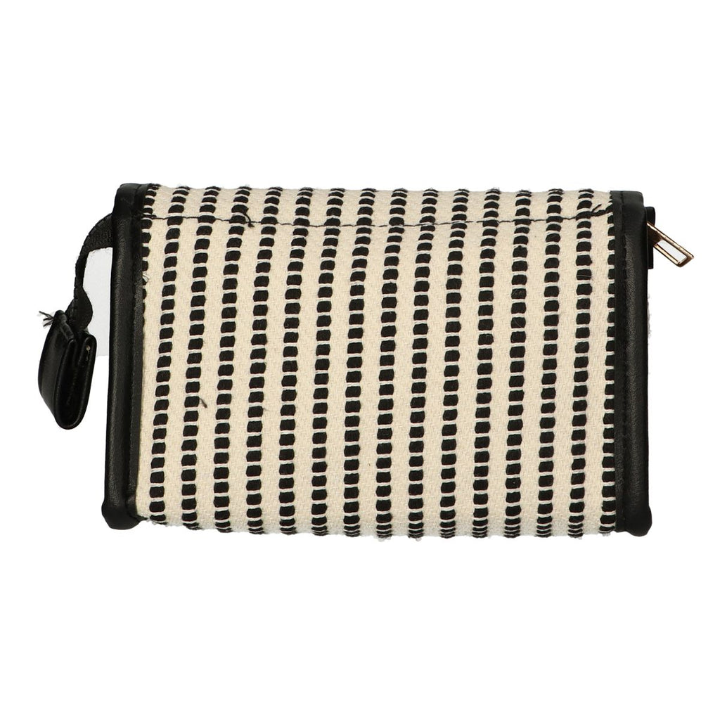 Traveller spiegeltas stripe zwart creme 16.5x11cm