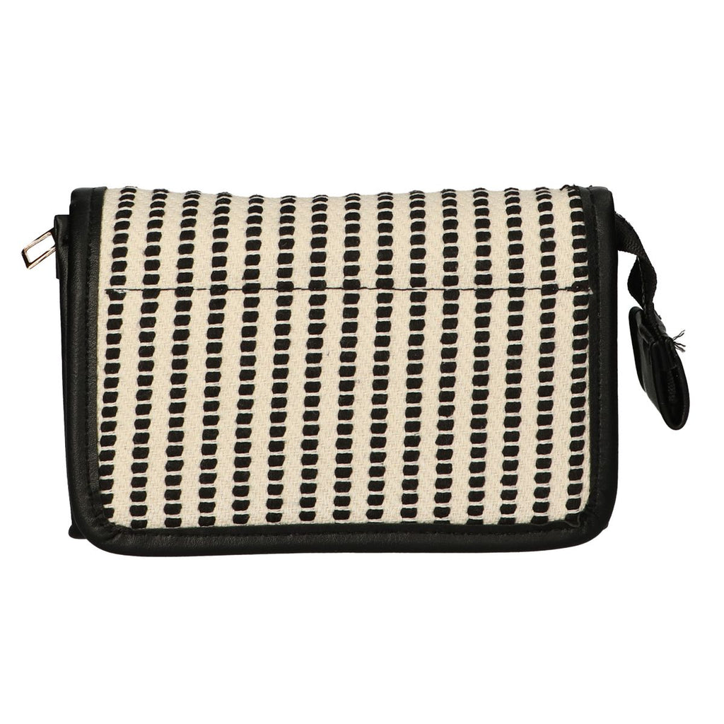 Traveller spiegeltas stripe zwart creme 16.5x11cm