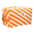 Traveller toilettas badstof stripe oranje 23cm x 13cm