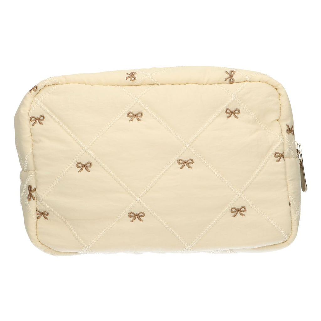 Traveller beautybag strikjes beige 22cm x 15cm