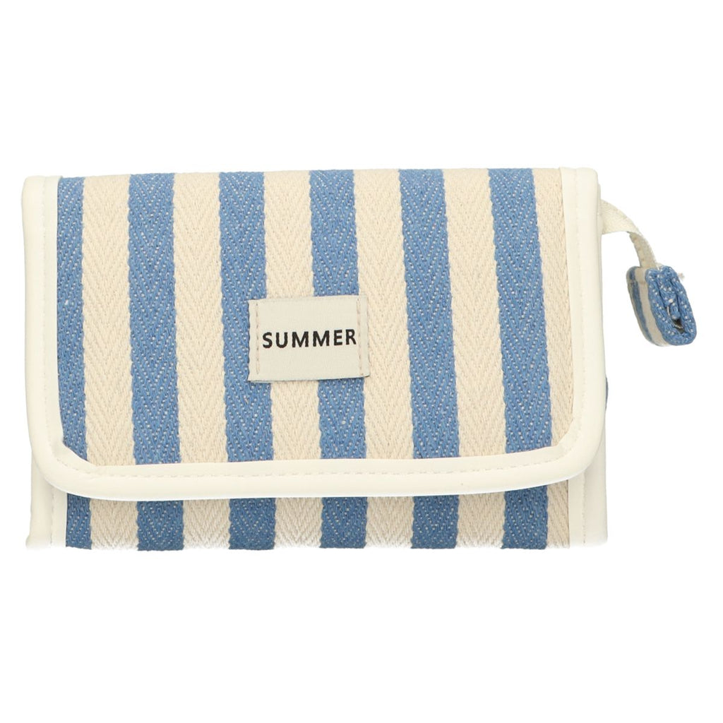 Traveller spiegeltas summer blauw gestreept 17cm x 11cm