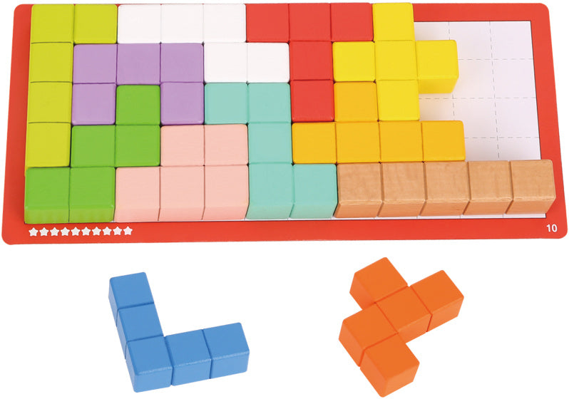 Würfelpuzzle 10 Levels Lehrreiches Denkspiel aus Holz 23 Teile