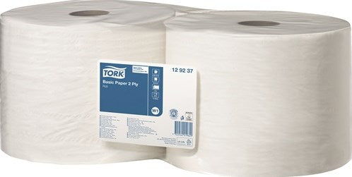 Tork poetsdoek | ca. l340xb235 mm | wit | 2 laags, geperforeerd, met reliëf | 2 stuks - 129237 129237