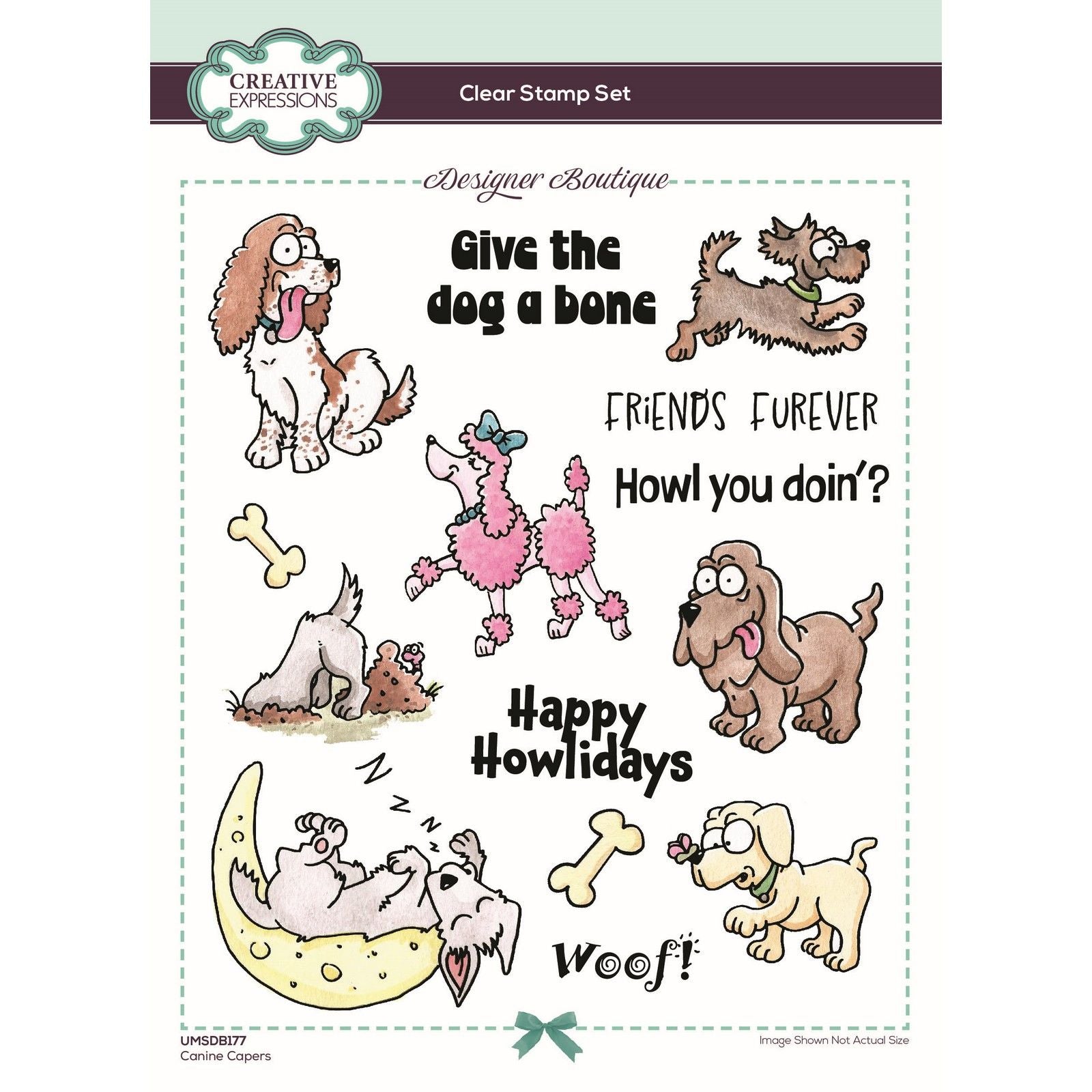 Creative expressions • designer boutique collection canine capers 6 in x 8 in clear stamp set