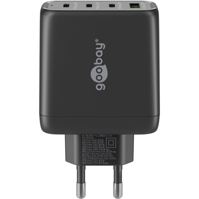 Goobay usb-c pd gan multipoort snellader (68 w)
