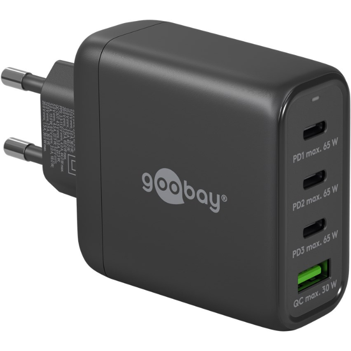 Goobay usb-c pd gan multipoort snellader (68 w)