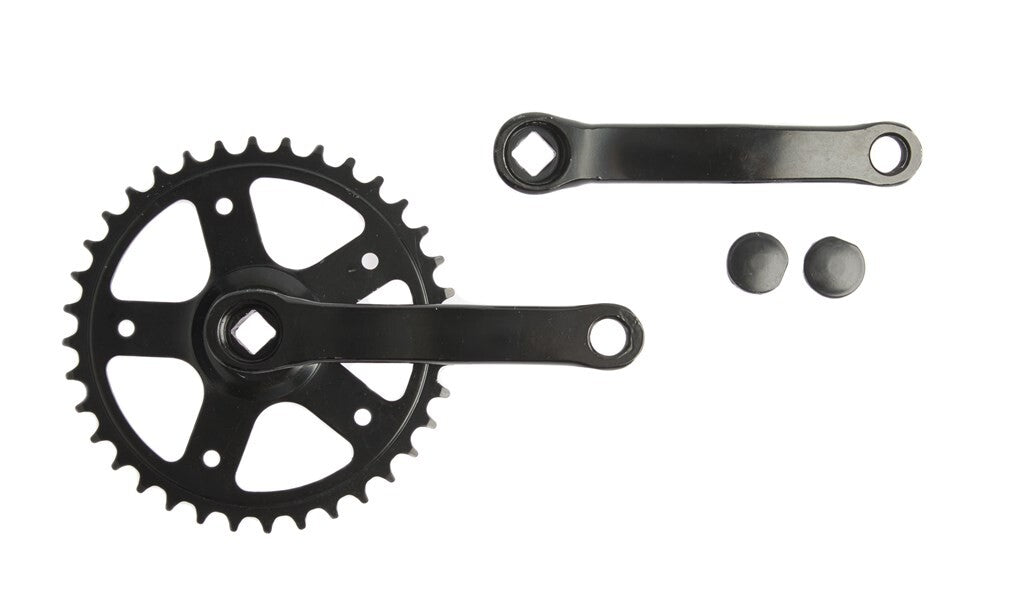 Vinty Kurbelgarnitur 36 Zähne 1/8", Kurbel 130 mm, ohne Keilbefestigung, Stahl schwarz