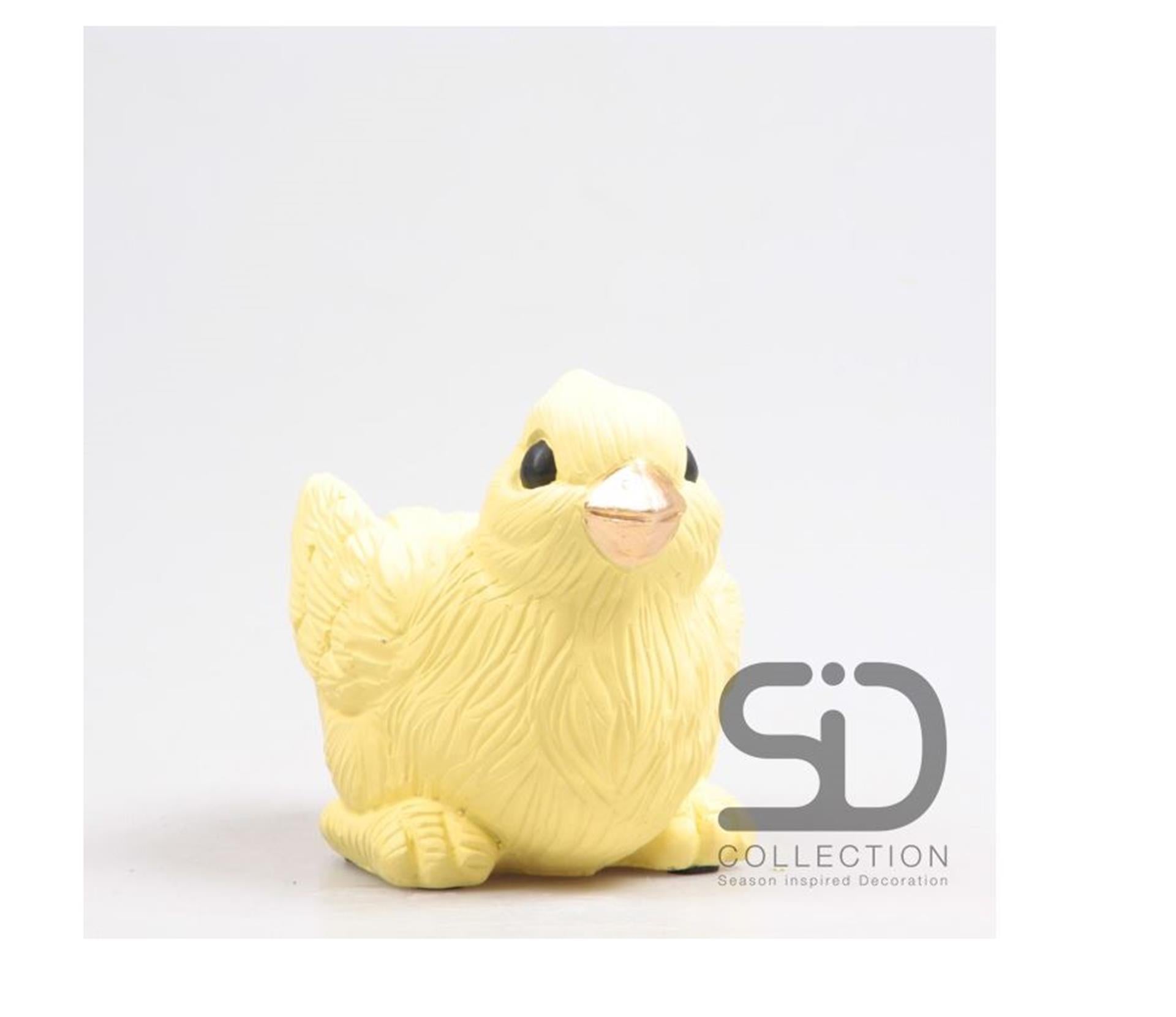 Season inspired decoration vogel met bakje 12x8x7.5cm geel