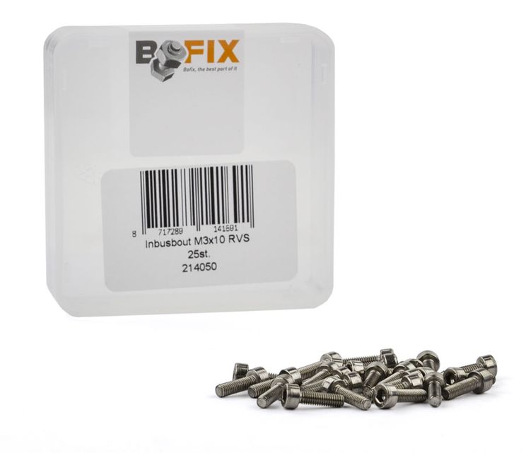 Bofix doos a 25 inbusbouten m3x10 rvs