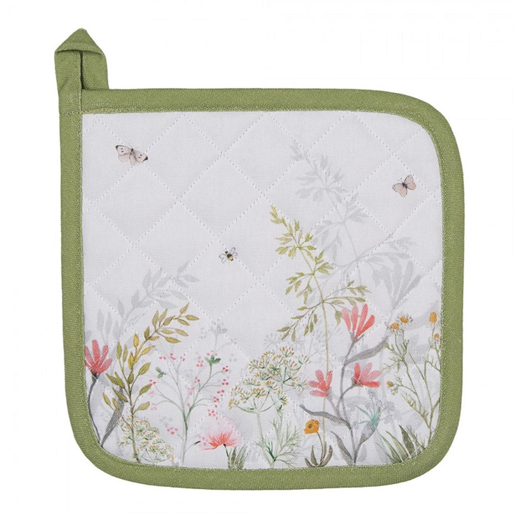 Clayre eef pannenlap bloemen wit groen 20x20cm