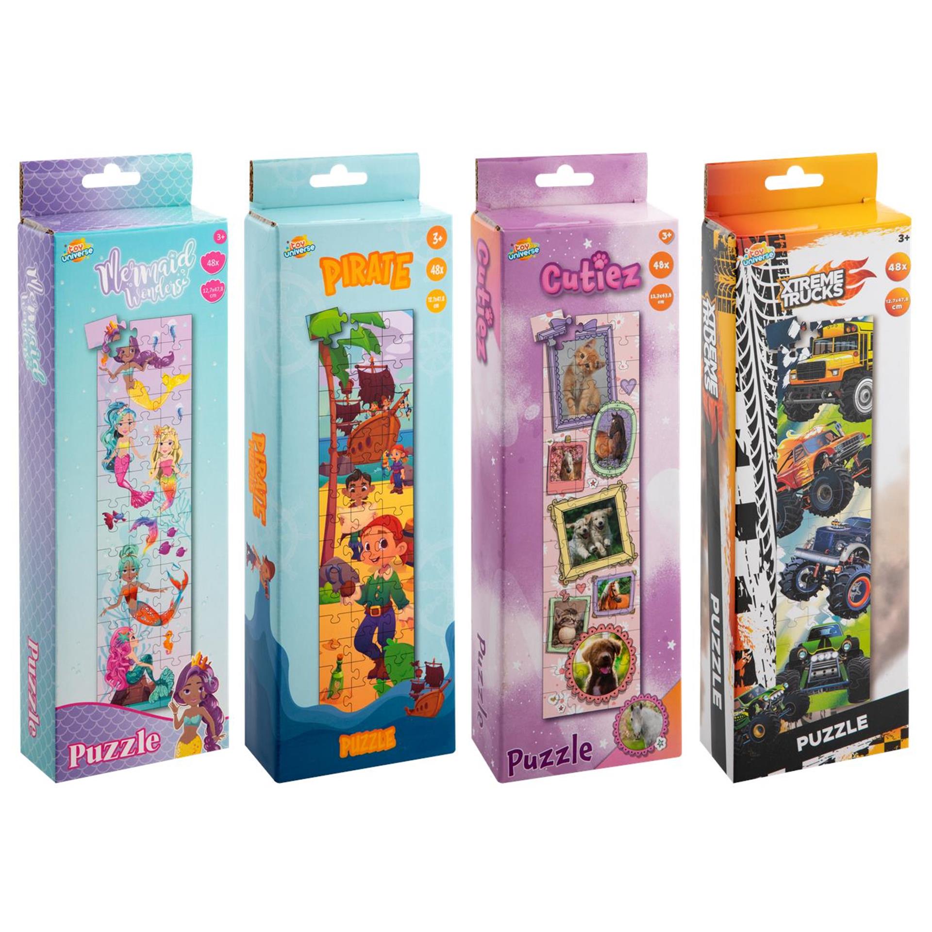 Toy universe puzzel hout long 48pcs 25x9x4cm 4ass