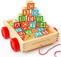 Dinotoys apeldoorn houten blokkenwagen met letters en cijfers